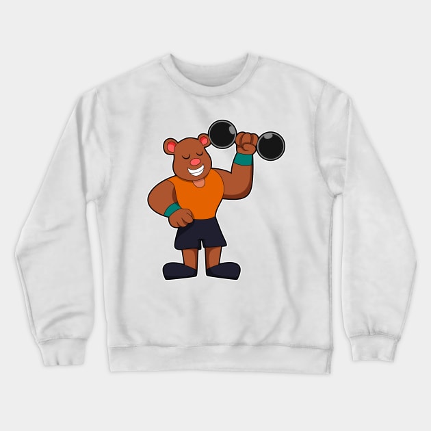 Bear at Bodybuilding with Dumbbell Crewneck Sweatshirt by Markus Schnabel